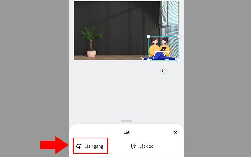 Chọn Lật ngang cho h&igrave;nh ảnh